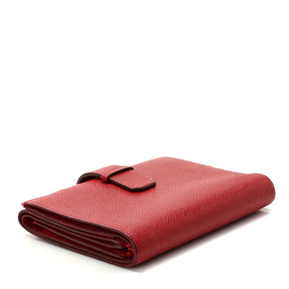 Hermes Courchevel Tri-Fold Compact Wallet Rouge Vif 3 of 9