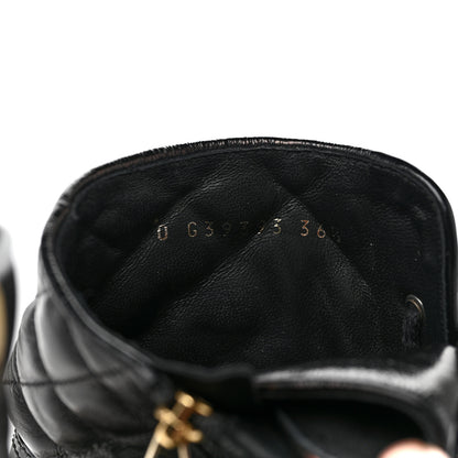 Chanel Shiny Calfskin Patent Quilted Chain Lace Up Combat Boots 36.5 Black 9 of 10