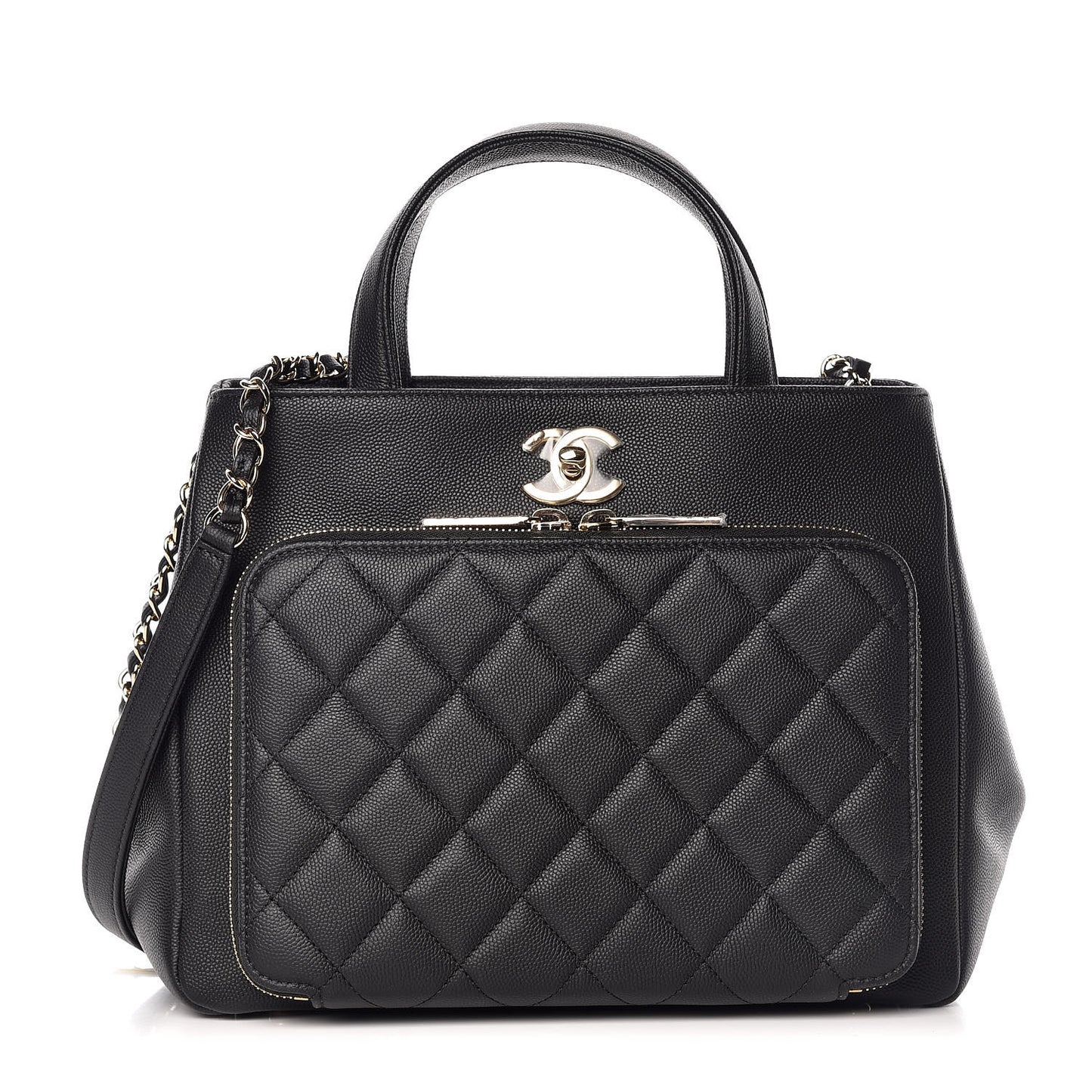 Caviar Quilted Small Business Affinity Shopping Bag Black