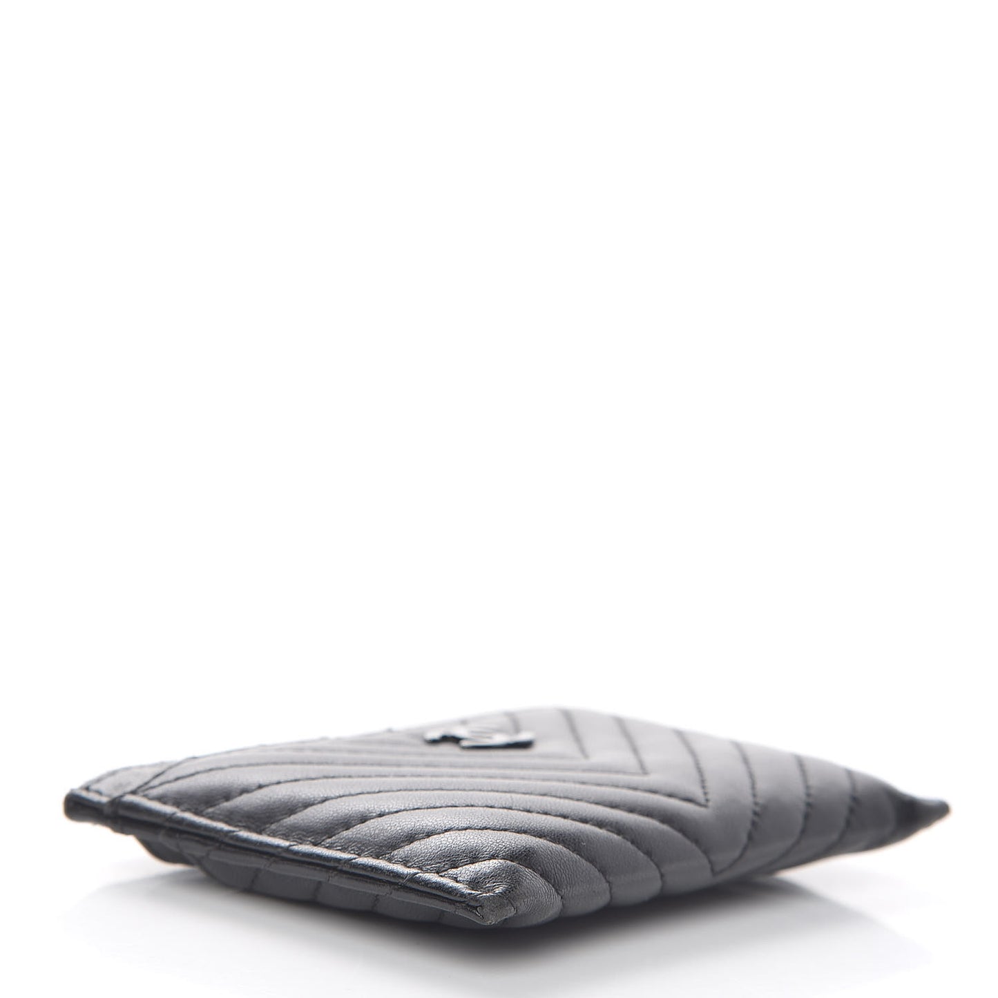 Lambskin Chevron Quilted Card Holder So Black