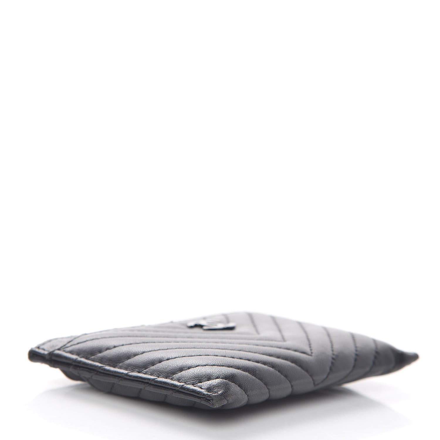 Chanel Lambskin Chevron Quilted Card Holder So Black 4 of 9