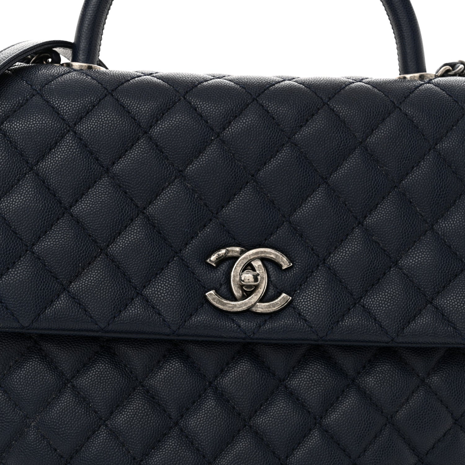 Chanel Caviar Quilted Large Coco Handle Flap Navy 8 of 10