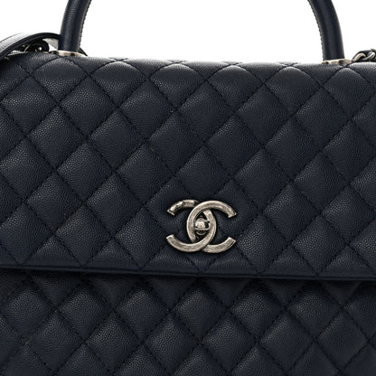 Chanel Caviar Quilted Large Coco Handle Flap Navy 8 of 10