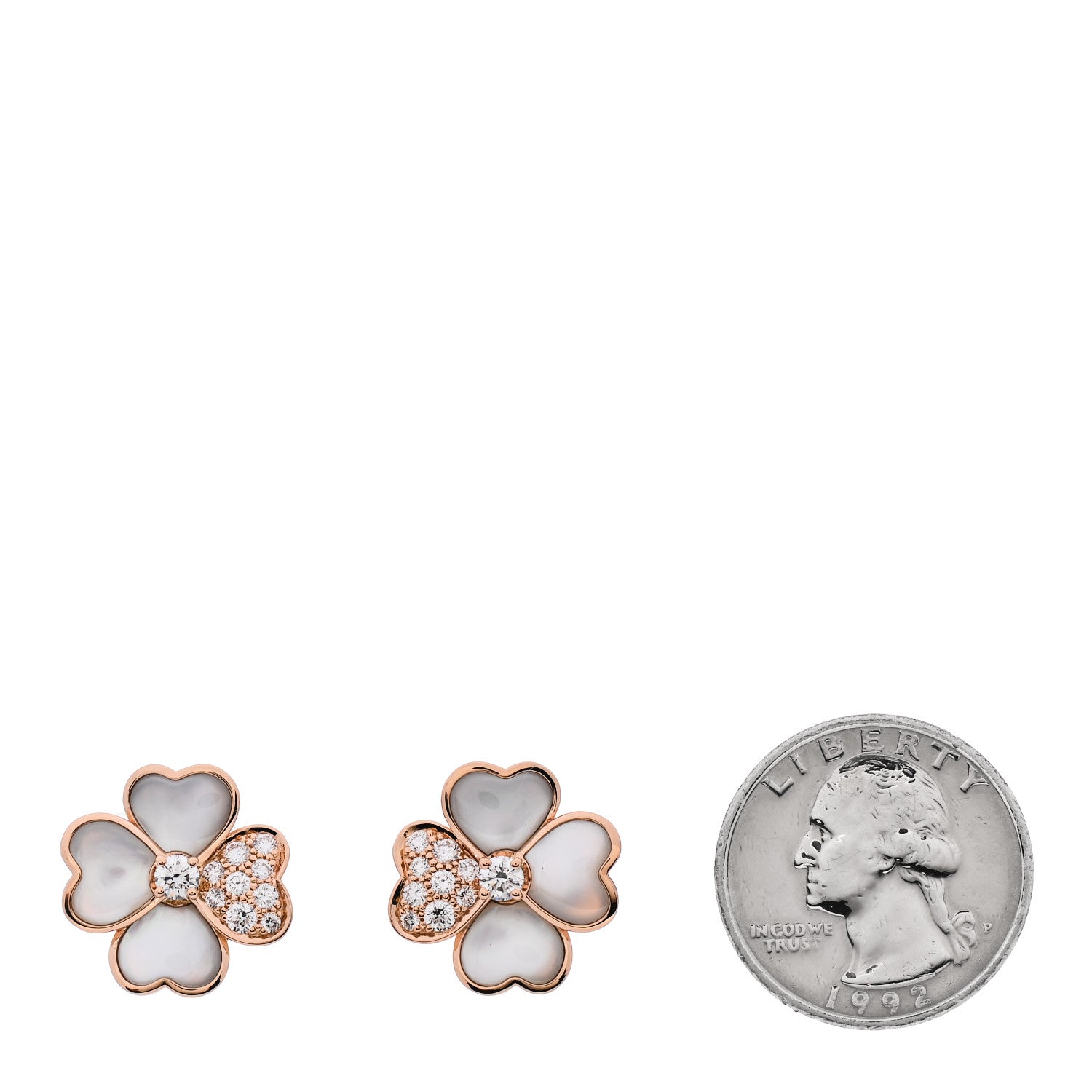 Van Cleef & Arpels 18K Rose Gold Diamond Mother of Pearl Small Cosmos Earrings 2 of 5
