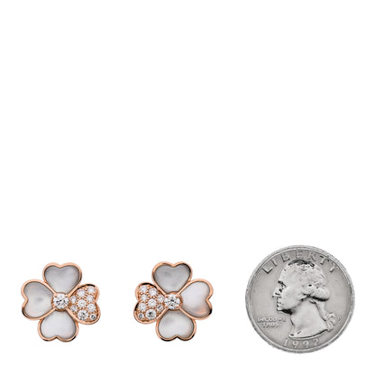 Van Cleef & Arpels 18K Rose Gold Diamond Mother of Pearl Small Cosmos Earrings 2 of 5