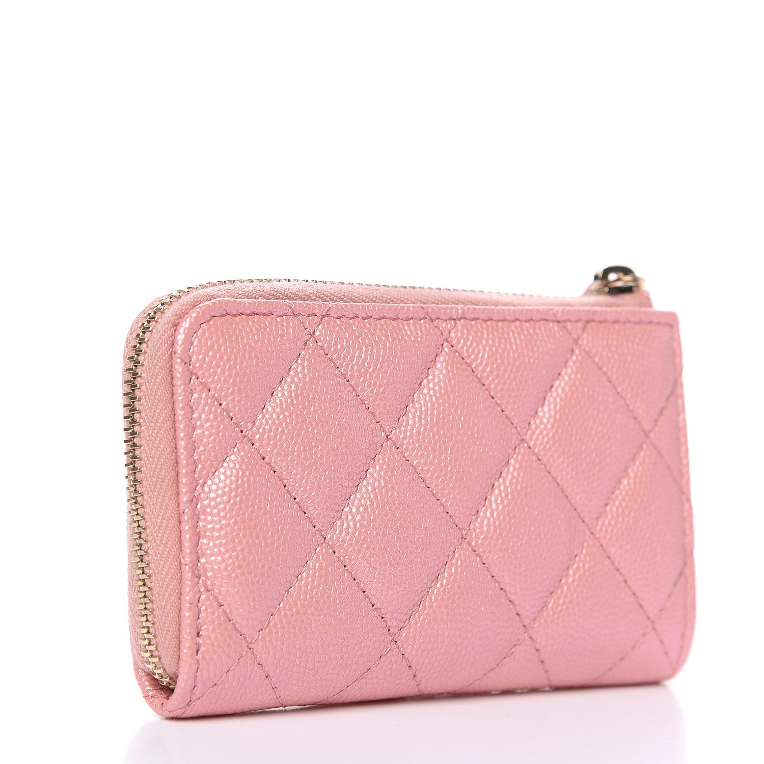 Chanel Iridescent Caviar Quilted Zipped Key Holder Case Rose Pink 3 of 8