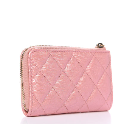 Chanel Iridescent Caviar Quilted Zipped Key Holder Case Rose Pink 3 of 8