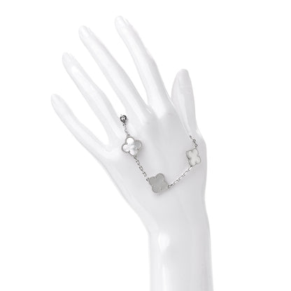 Van Cleef & Arpels 18K White Gold Mother of Pearl 5 Motifs Vintage Alhambra Bracelet 2 of 6