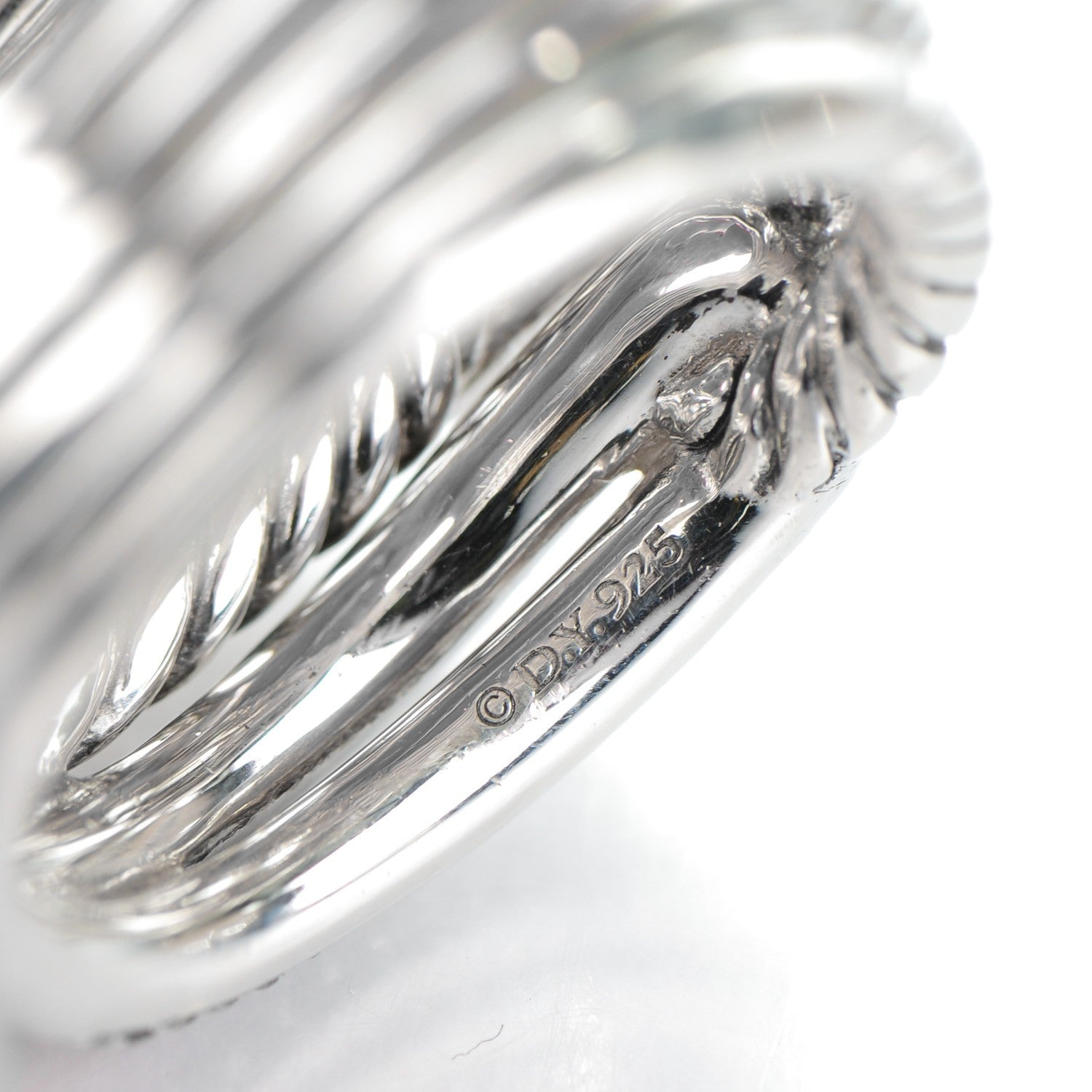 David Yurman Sterling Silver Pave Diamond 19mm Labyrinth Triple Loop Ring 7.25 55 4 of 5