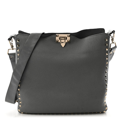 Valentino Garavani Pebbled Calfskin Small Rockstud Flip-Lock Messenger Bag Light Stone 1 of 11