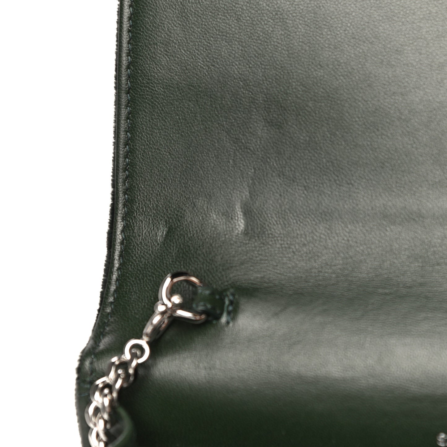 Velvet Crystal Monogram Tassel Chain Wallet Green
