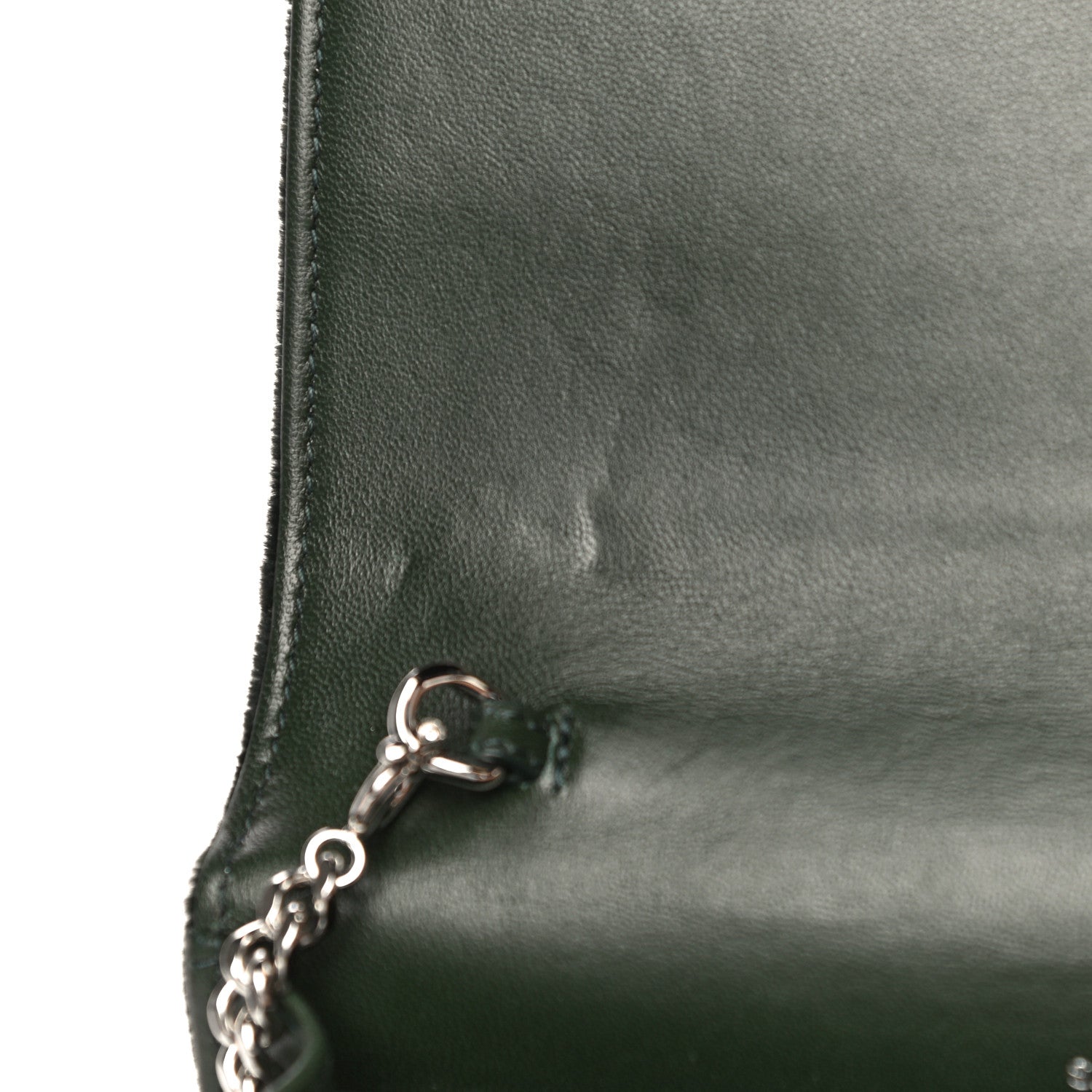 Saint Laurent Velvet Crystal Monogram Tassel Chain Wallet Green 11 of 13