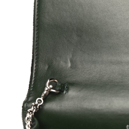 Saint Laurent Velvet Crystal Monogram Tassel Chain Wallet Green 11 of 13