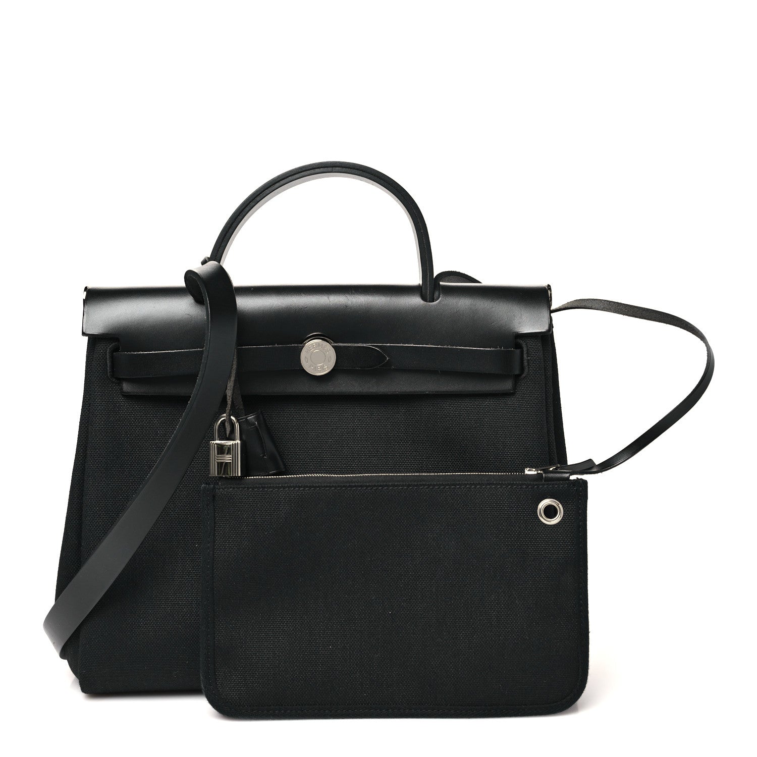 Hermes Military Toile Vache Hunter Herbag Zip Retourne 31 PM Black 3 of 11