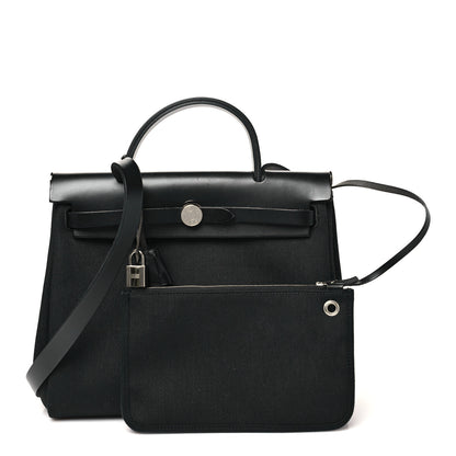 Hermes Military Toile Vache Hunter Herbag Zip Retourne 31 PM Black 3 of 11
