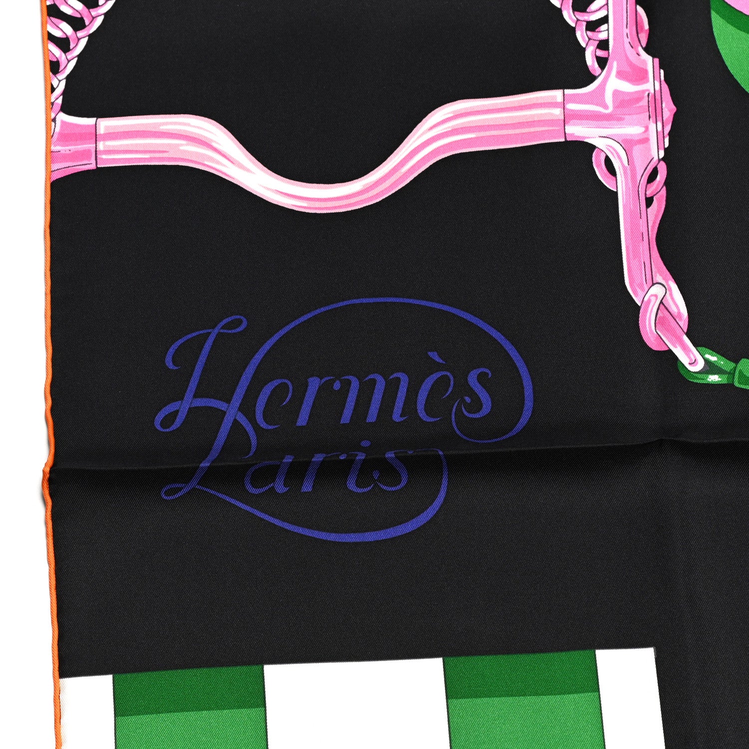 Hermes Silk Grand Manege Detail Scarf 90 Black Vert Rose Vif 2 of 5