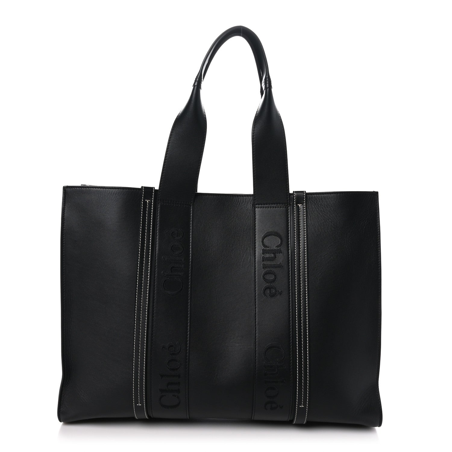 Chloe Calfskin Large Woody Tote Black 1 of 8