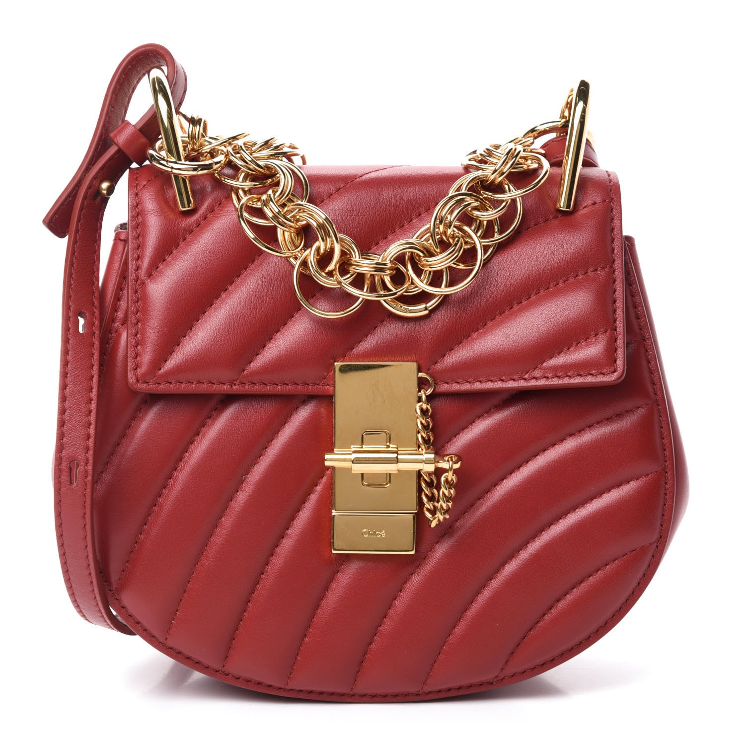 Chloe Calfskin Quilted Mini Drew Bijou Shoulder Bag Dahlia Red 1 of 13