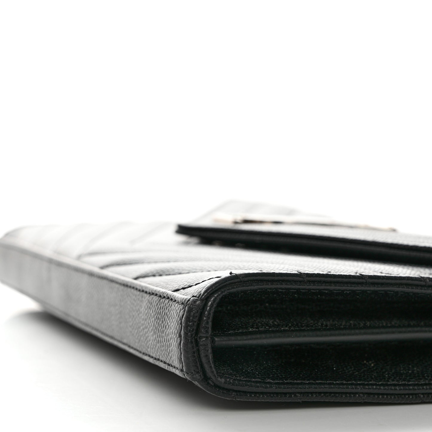 Grain De Poudre Matelasse Chevron Monogram Chain Wallet Black