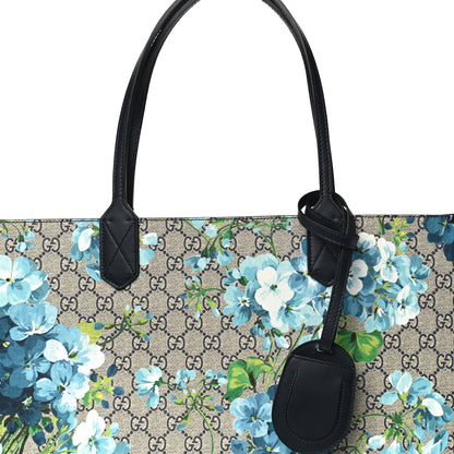 Gucci GG Supreme Monogram Blooms Medium Reversible Tote Beige Blue Navy 8 of 11