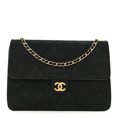 Chanel Suede Quilted Medium Single Flap Black 1 of 14