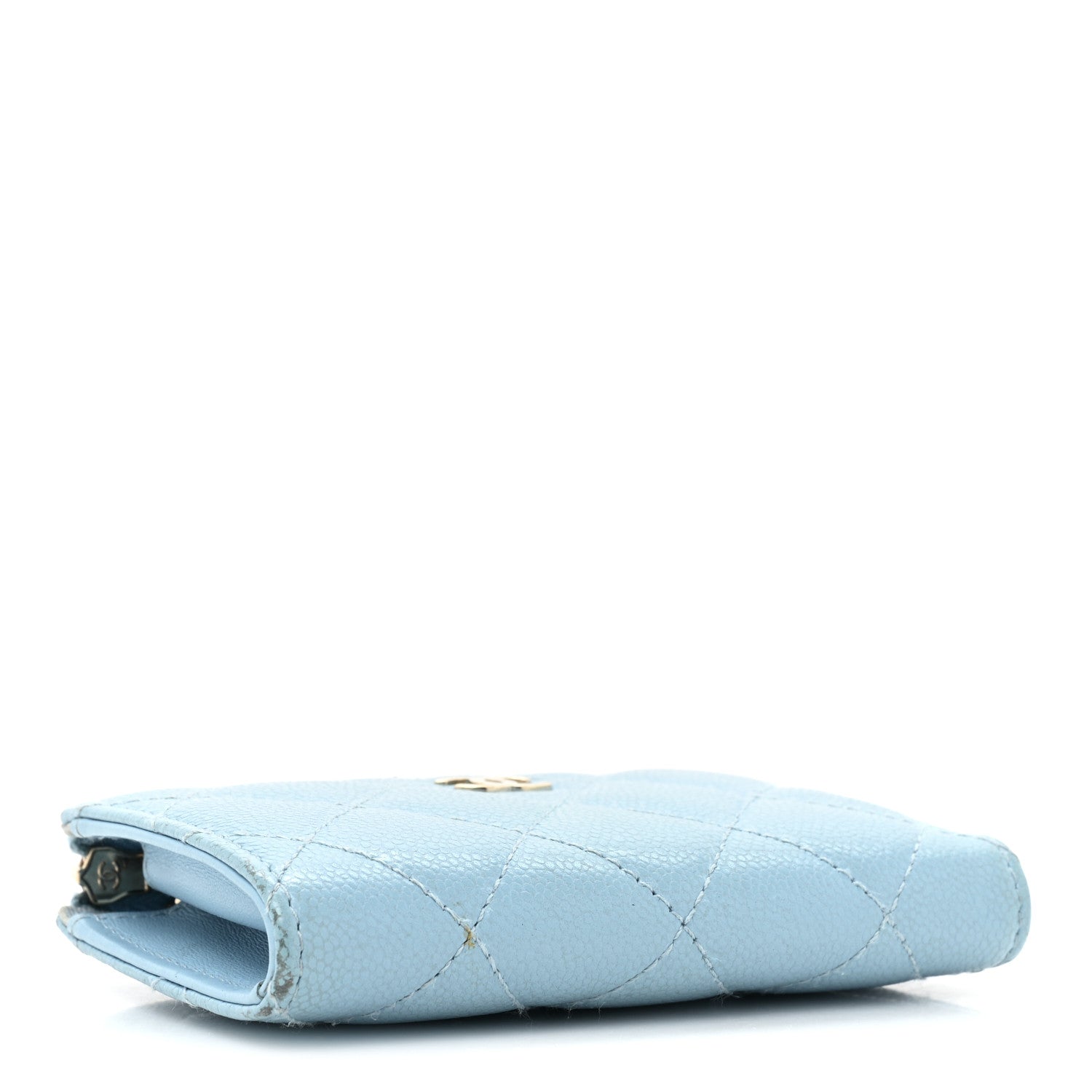 Chanel Caviar Quilted Zipped Key Holder Case Light Blue 4 of 13
