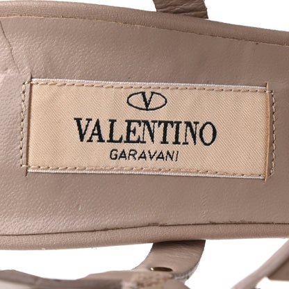 Valentino Garavani Calfskin Lacquered Monochrome Rockstud 60mm City Sandals 35.5 Poudre 7 of 8
