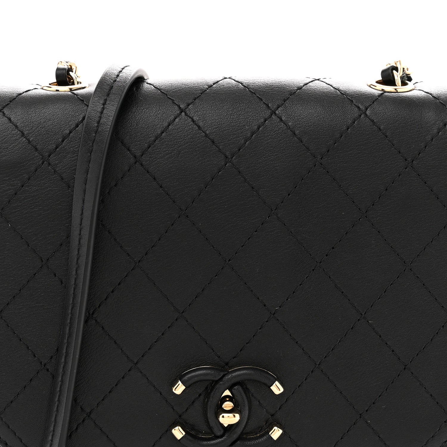 Chanel Calfskin Stitched Small Covered CC Flap Bag Black 8 of 10