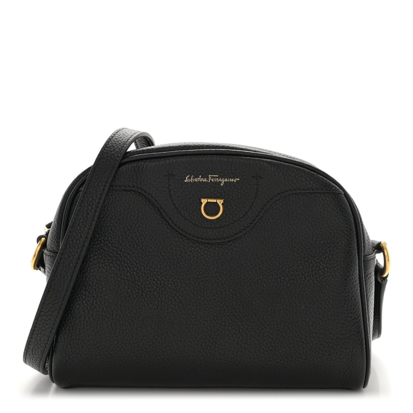 Calfskin Travel Camera Crossbody Bag Black