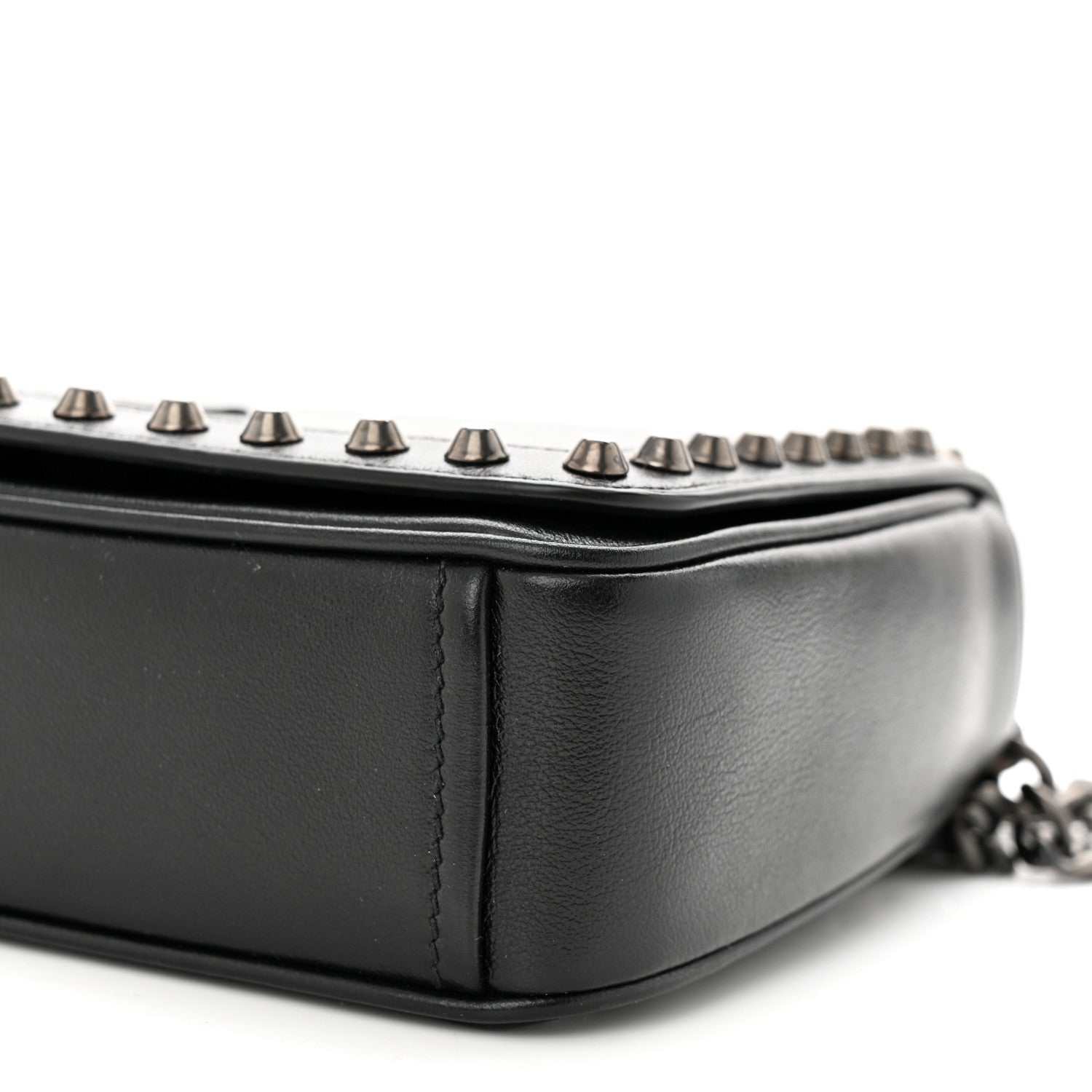 Prada Glace Calfskin Studded Crossbody Black 10 of 10