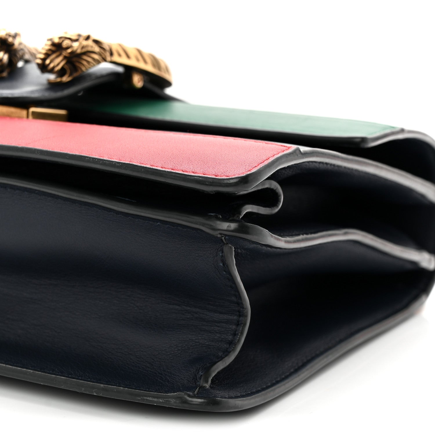 Gucci Moon Calfskin Bamboo Web Medium Dionysus Top Handle Bag Blue Emerald Hibiscus Red 10 of 11