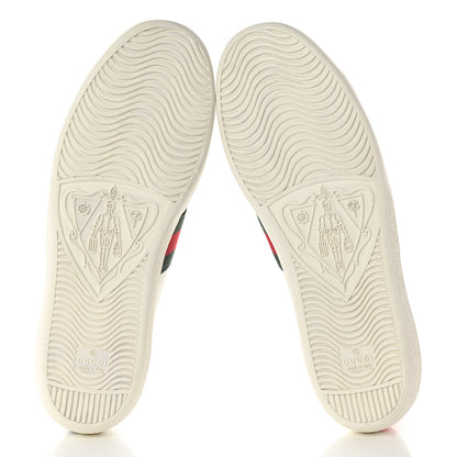 Gucci Calfskin Ayers Bee Embroidered Womens Ace Sneakers 41.5 White Green 5 of 9