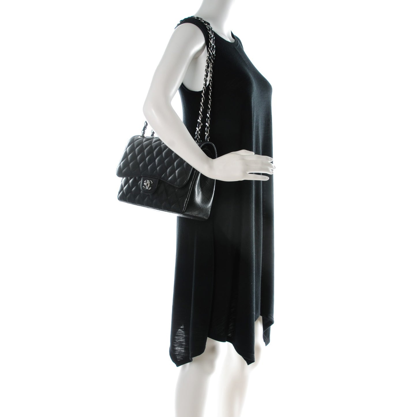 Caviar Quilted Jumbo Double Flap Black