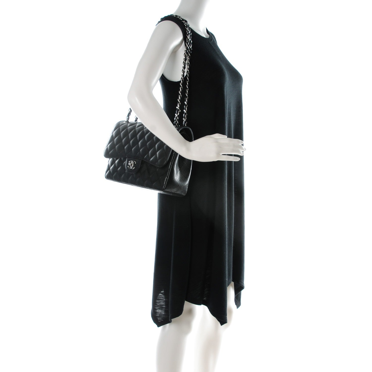 Chanel Caviar Quilted Jumbo Double Flap Black 2 of 8