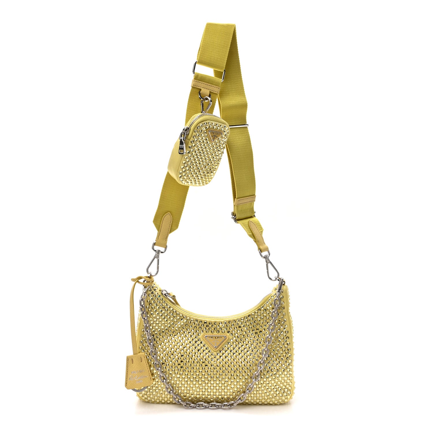 Prada Satin Crystal Re-Edition 2005 Shoulder Bag Ananas 1 of 9