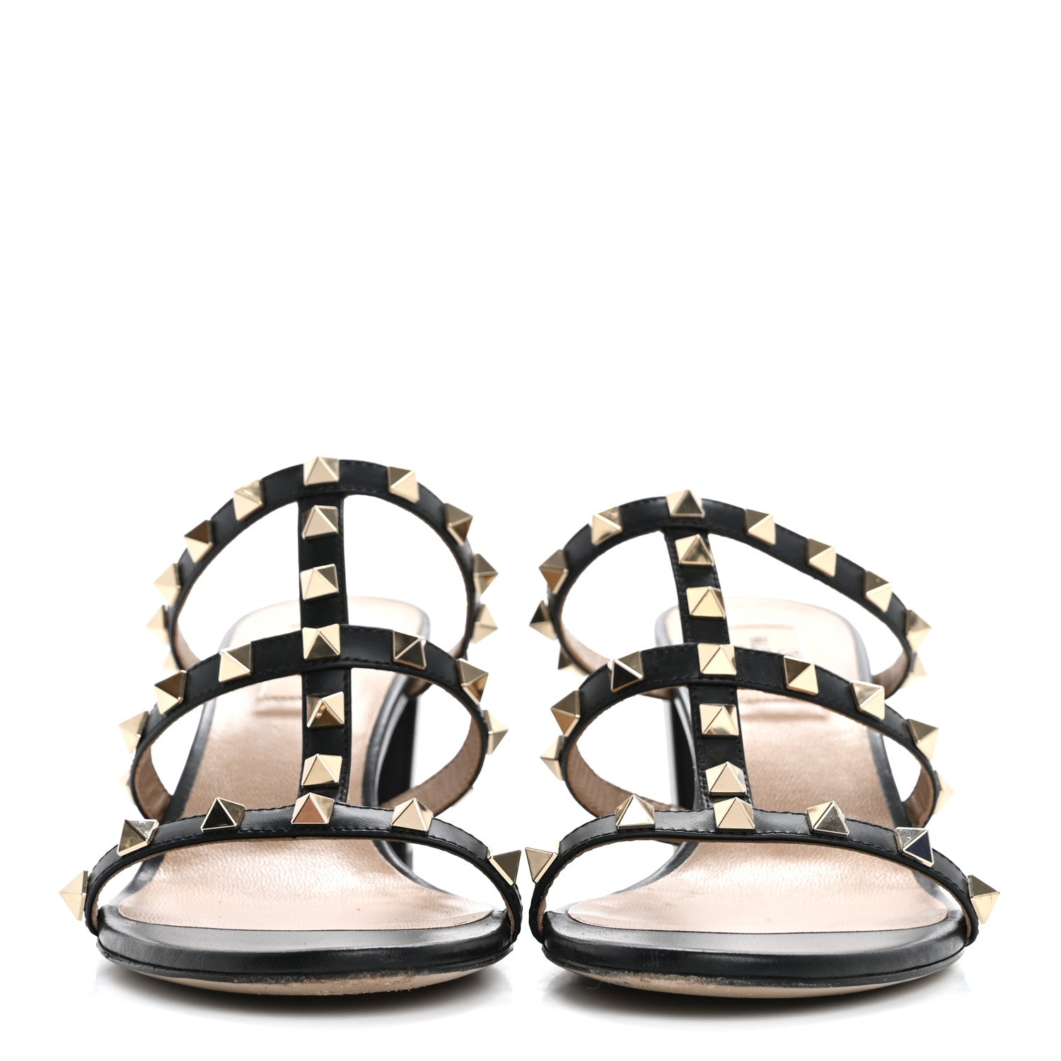 Valentino Garavani Calfskin Rockstud 60mm Caged Slide Sandals 38.5 Black 3 of 10