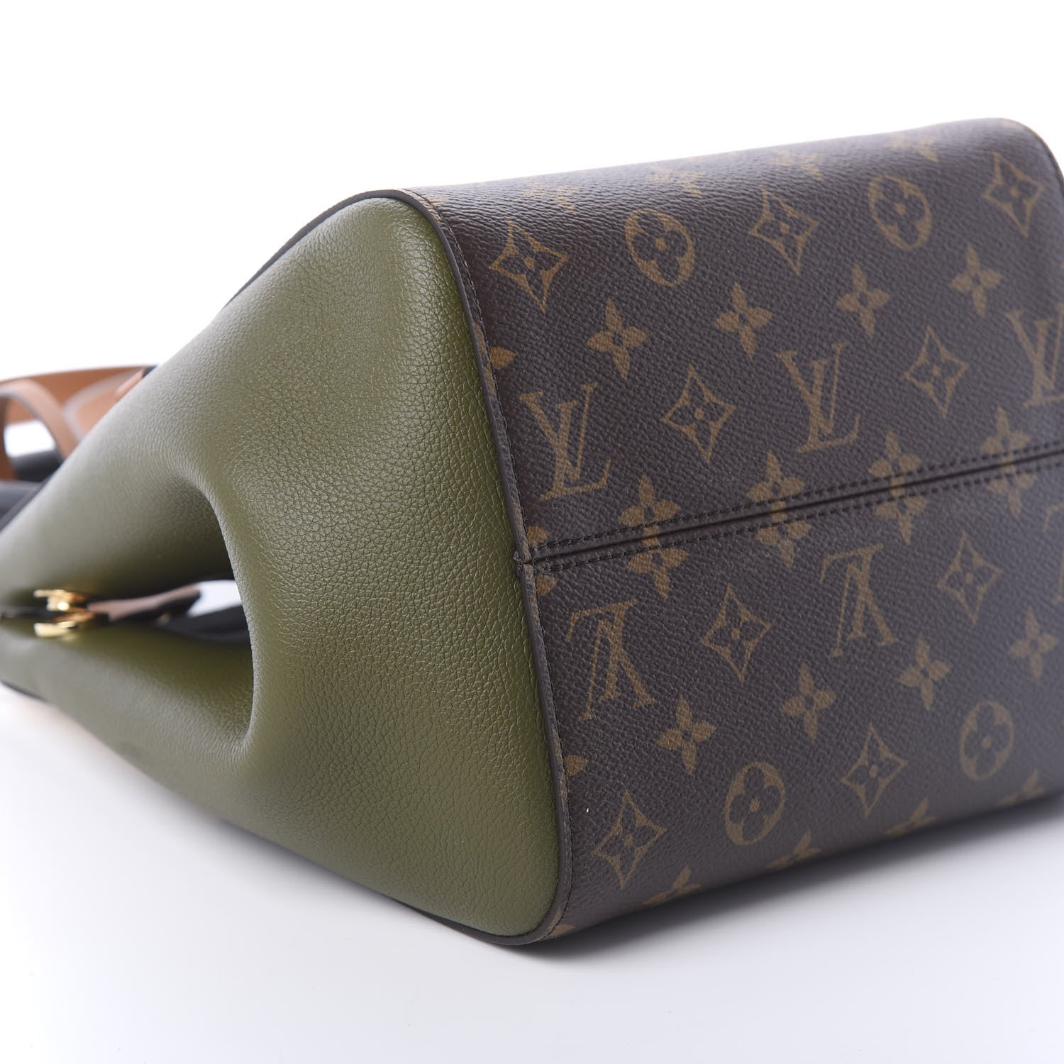 Louis Vuitton Calfskin Monogram Fold Tote PM Cream Khaki Black 8 of 9