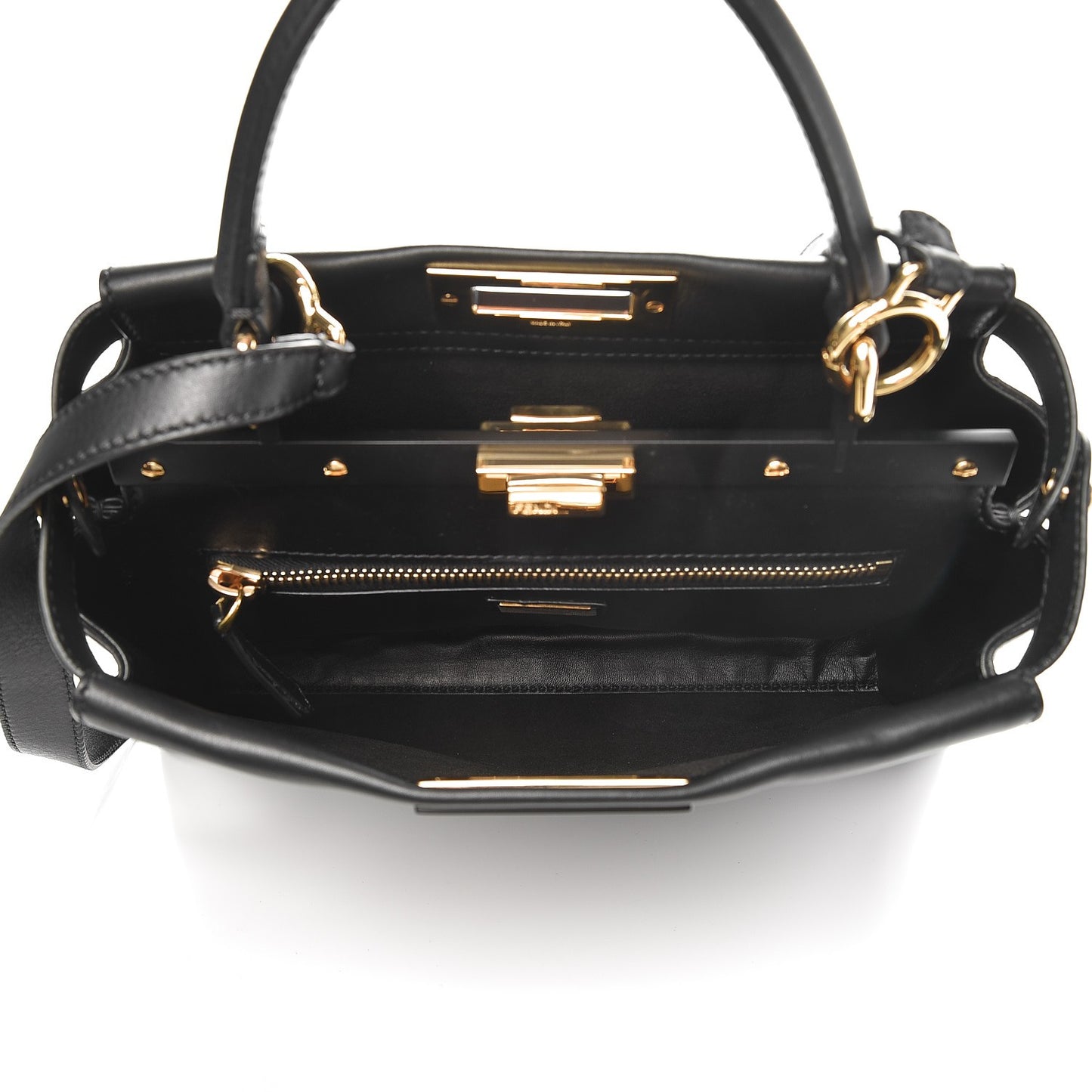 Vitello Seta Shiny Nappa Medium Peekaboo Iconic Satchel Black