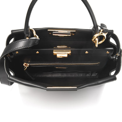 Fendi Vitello Seta Shiny Nappa Medium Peekaboo Iconic Satchel Black 5 of 7