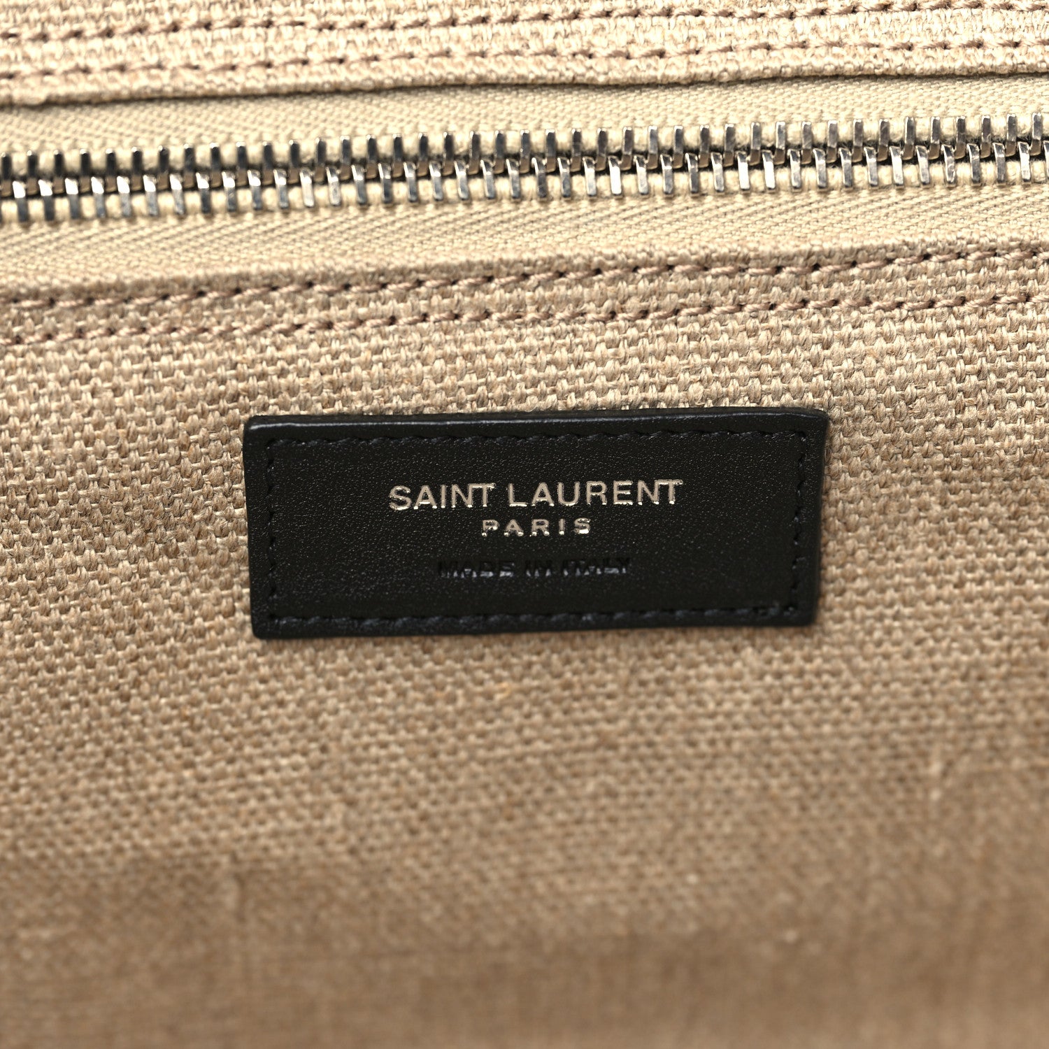 Saint Laurent Linen Calfskin Small Rive Gauche Tote Greggio Natural 6 of 9