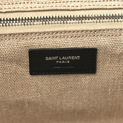 Saint Laurent Linen Calfskin Small Rive Gauche Tote Greggio Natural 6 of 9