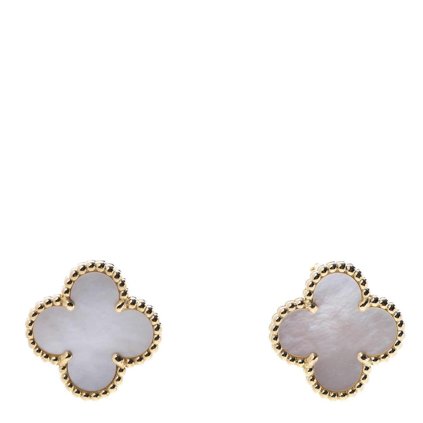 18K Yellow Gold Mother of Pearl Vintage Alhambra Earrings