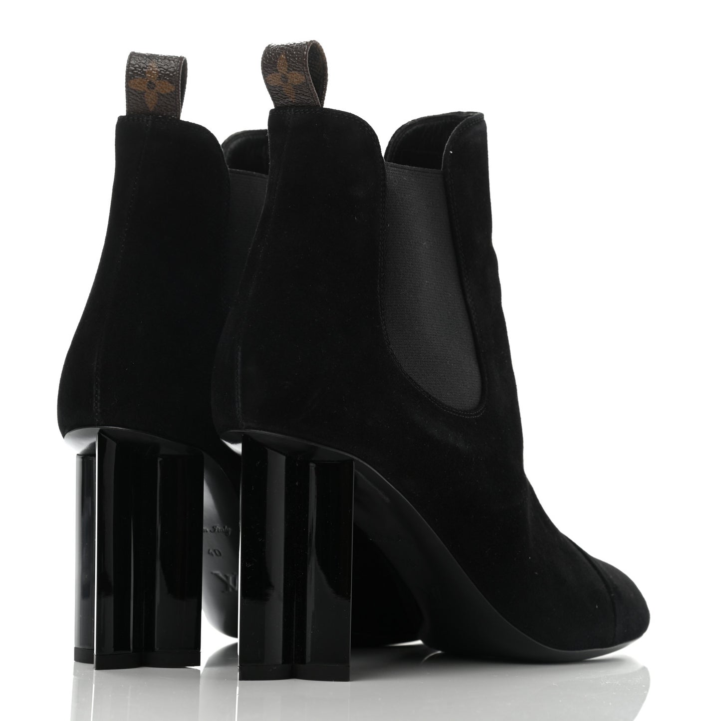 Suede Monogram Uniformes Cap Toe Chelsea 80mm Ankle Boots 40 Black