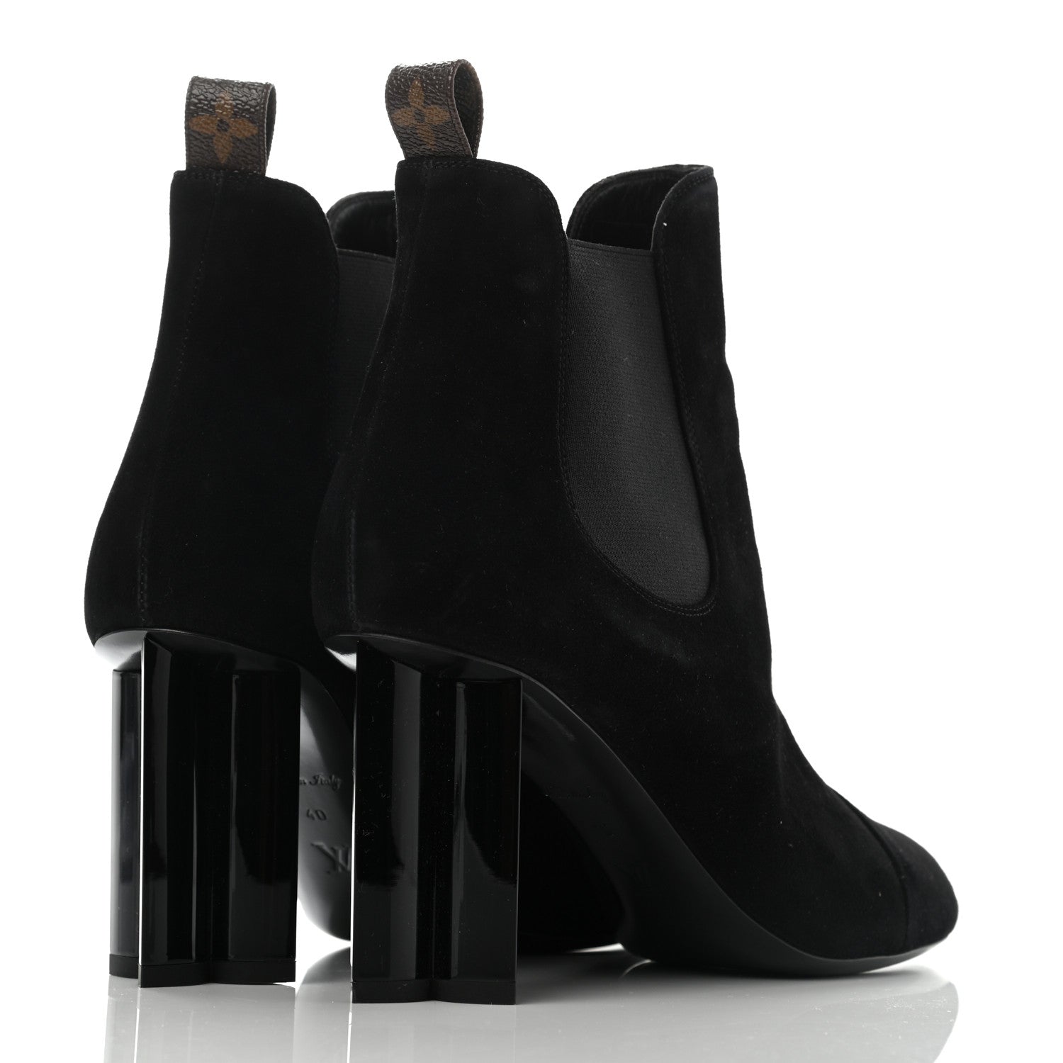 Louis Vuitton Suede Monogram Uniformes Cap Toe Chelsea 80mm Ankle Boots 40 Black 4 of 11