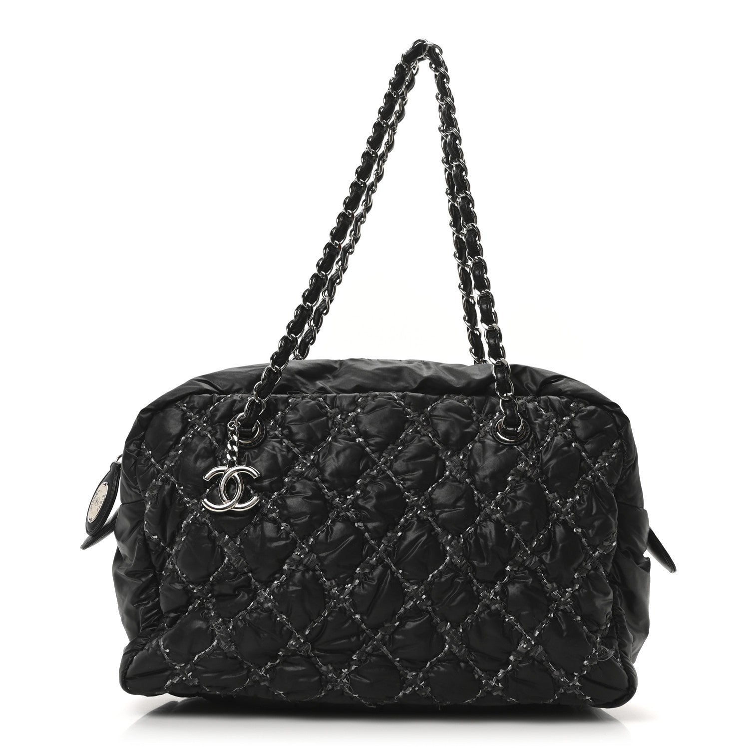 Chanel Nylon Quilted Tweed Stitch Bubble Camera Case Black 1 of 10