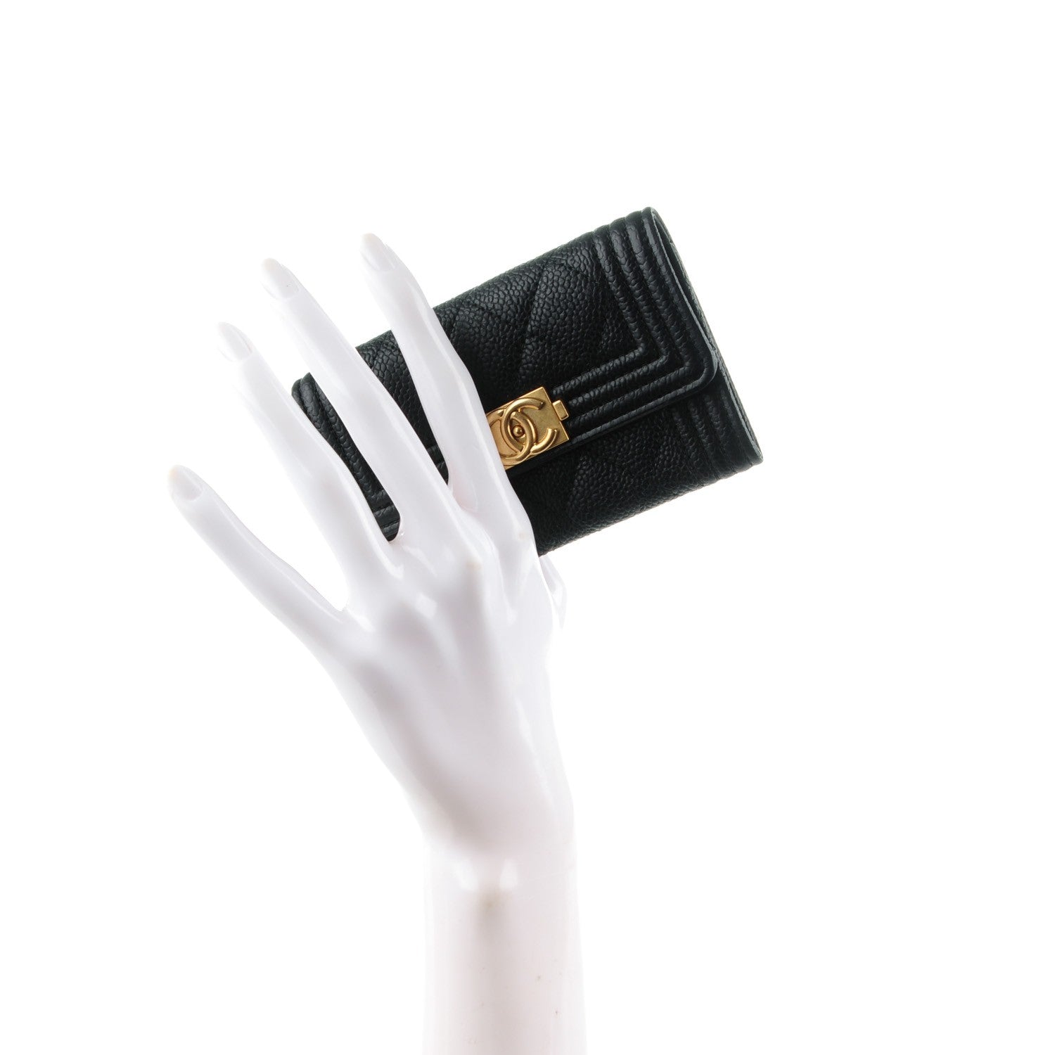 Chanel Caviar Quilted Boy Flap Card Holder Black 2 of 8