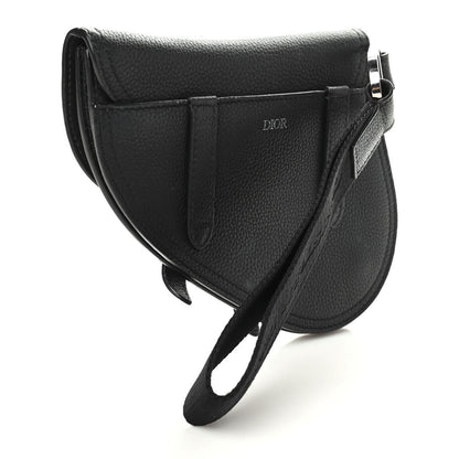 Christian Dior X KAWS Grained Calfskin Saddle Wristlet Black 3 of 9