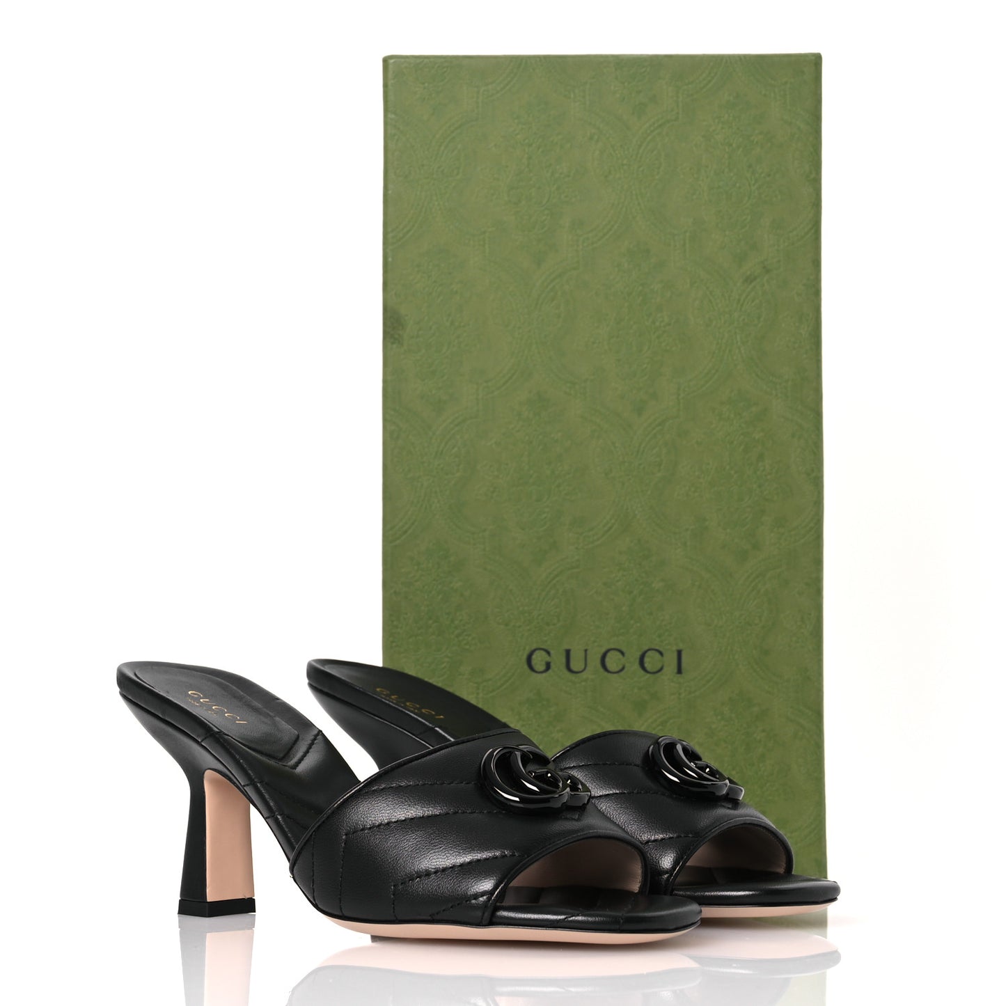 Nappa Matelasse Monochrome GG Marmont 75mm Slide Sandals 37.5 Black