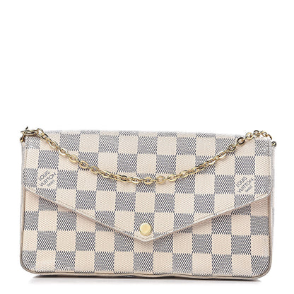 Louis Vuitton Damier Azur Pochette Felicie Chain Wallet Rose Ballerine 1 of 18