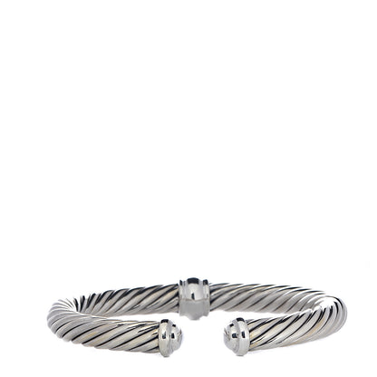 David Yurman Sterling Silver Blue Sapphire 7mm Cable Classics Station Bracelet 3 of 5